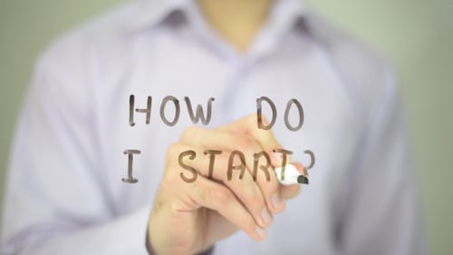 Hand Writing, "How Do I Start?" Close Up