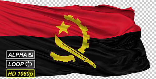 Angola Flag Waving Realistic Animation