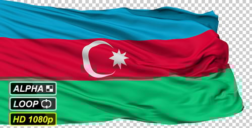 Realistic Waving Azerbaijan Flag with Alpha Channel