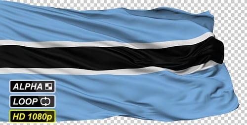 Waving Botswana Flag Seamless Loop Animation with Alpha Channel
