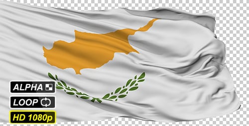 Realistic Waving Flag of Cyprus Animation with Alpha Channel