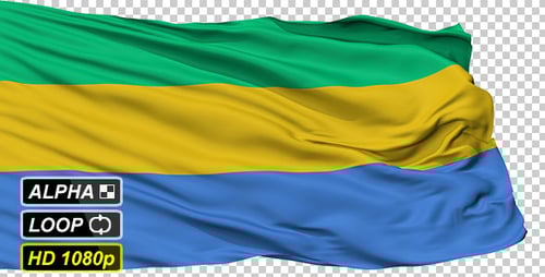 Waving Flag of Gabon with Alpha Channel