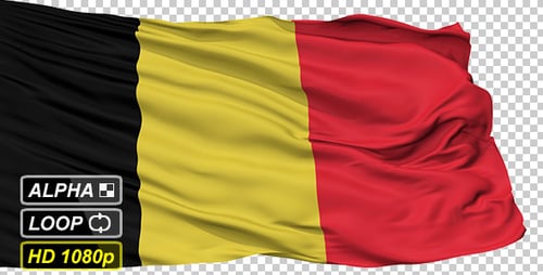 Realistic Waving Belgian Flag Loop with Transparent Background