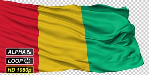 Waving Guinea Flag with Alpha Channel Loop