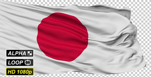 Waving Japan Flag Animation with Alpha Channel