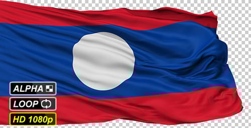 Laos Flag Waving Animation with Alpha Channel