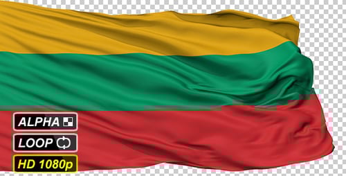 Realistic Waving Flag of Lithuania with Alpha Channel