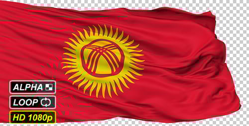 Waving Kyrgyzstan National Flag with Alpha Channel Loop