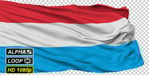 Realistic Waving Flag of Luxembourg with Alpha Channel