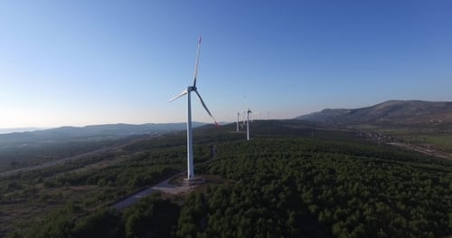 Aerial View Of Wind Power Generators