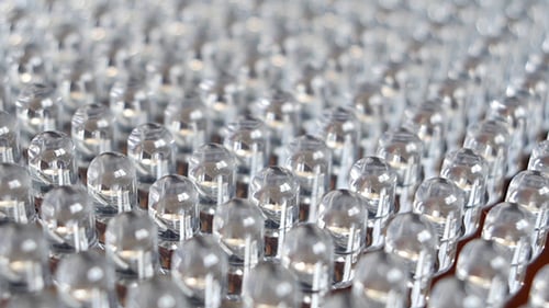 Array of Clear LED Lights Close Up