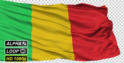Mali Flag Waving Animation with Alpha Channel