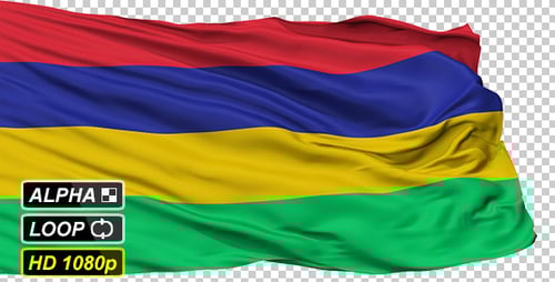 Realistic Waving Flag of Mauritius Looping Animation