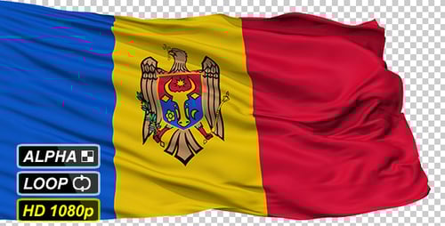 Realistic Waving Moldova National Flag Animation