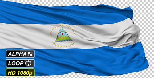 Realistic Waving Flag of Nicaragua Loop with Alpha Channel