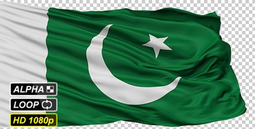 Realistic Waving Pakistan National Flag Loop Alpha Channel