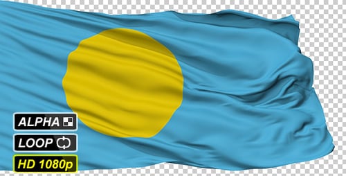 Realistic Waving Flag of Palau 3D Animation