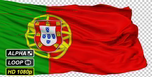 Realistic Waving Portugal Flag with Alpha Channel