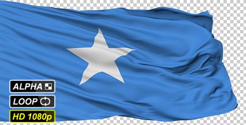 Realistic Somalia National Flag Waving with Alpha Channel