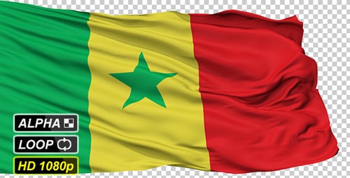 Waving Senegal Flag Animation with Alpha Channel