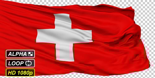 Waving Swiss Flag Animated with Realistic Fabric Motion