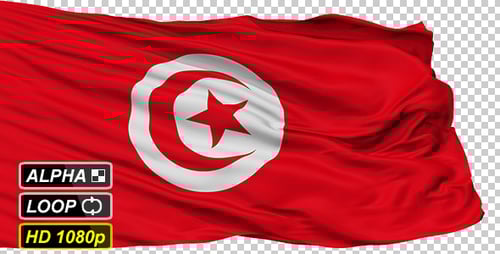 Realistic Tunisia Flag Waving Alpha Channel Loop