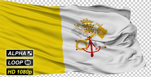 Waving Vatican City Flag Realistic Animation