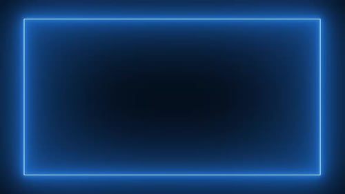 Vídeo em loop contínuo de linha de quadro retangular com efeito de néon azul