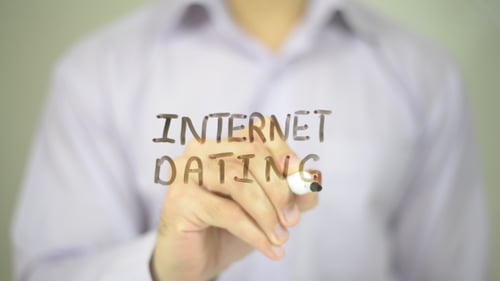 Hand Writing Internet Dating on a Clear Surface