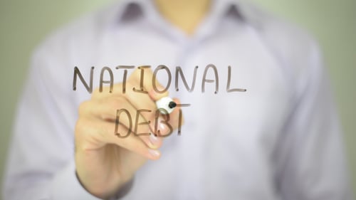 Writing National Debt on a Clear Surface