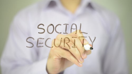 Social Security Written on Clear Surface by Person