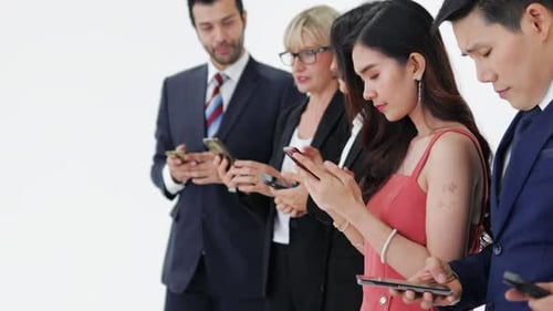 Diverse Business People People using the mobile phone