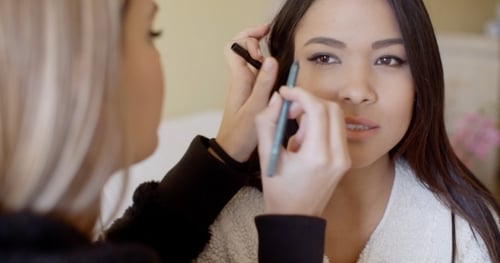 Applying Eyeliner Close Up, Young Adult