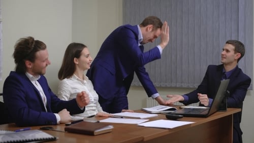 Colleagues Meeting, Teamwork and Corporate Success