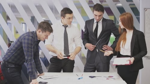 Teamwork in Bright Modern Office, Young Adults Collaborate