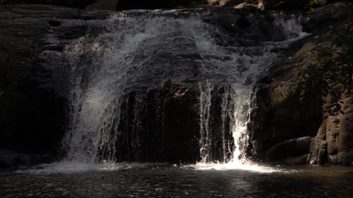 Waterfall Flowing On Rocks