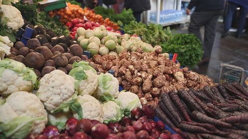 Fresh Vegetables Abound on Market Stall in City