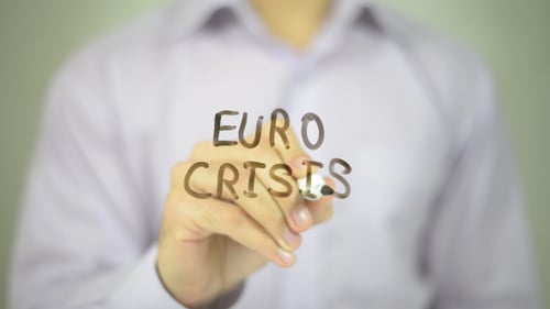 Writing the Words Euro Crisis With Marker