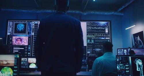 Boss Walking Towards Screen During Remote Rocket Launch