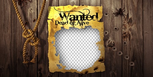 Wanted Poster Image Reveal With Spiders And Bullet Holes