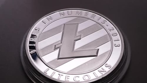 Macro Shot of Litecoin Cryptocurrency Coin