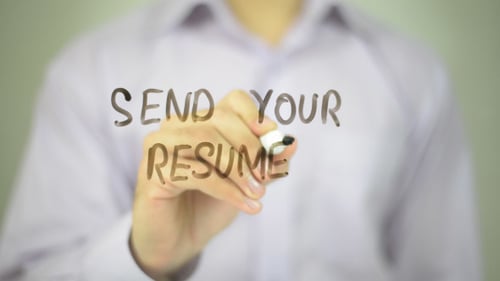 Writing 'Send Your Resume' on Glass Surface