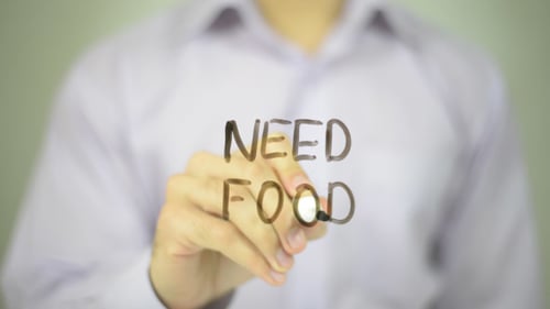 Writing the Words Need Food on a Surface