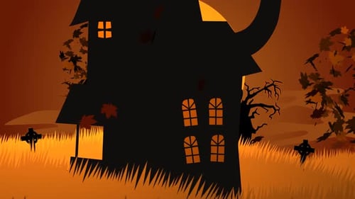 Mysterious graveyard with tombstones. Zombie walking inside a haunted mansion.