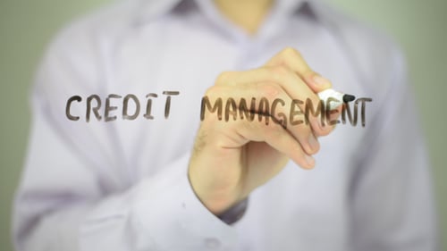 Credit Management Writing on Transparent Screen