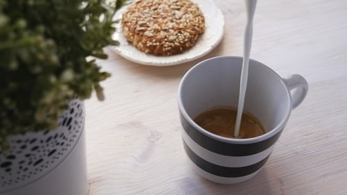 Barista Prepares Latte In a Cup