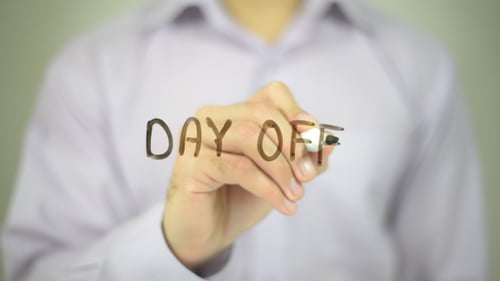 Writing Day Off on Transparent Screen