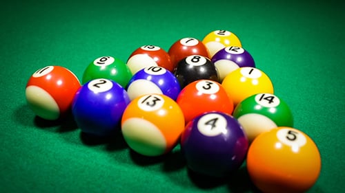 Billiard Balls On Green Baize