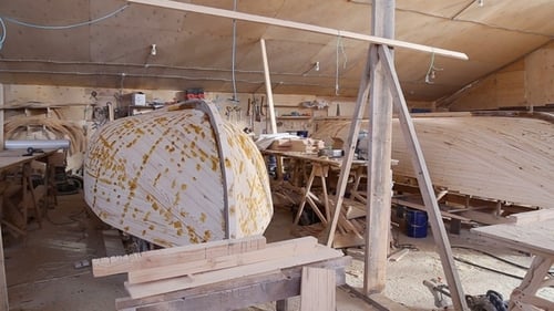 Wood Boats Under Construction in Workshop