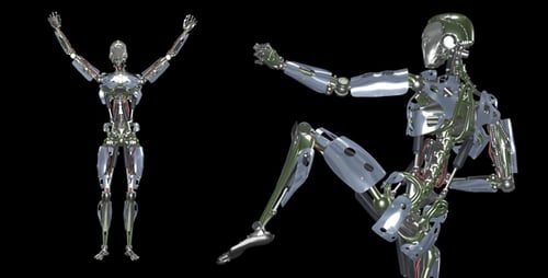 Android Robot - Humanoid AI Cyborg - Martial Art Fight - Pack of 2 - Alpha Channel
